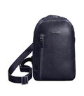 Темно-синій шкіряний чоловічий рюкзак на одне плече Chest Bag картинка, зображення, фото