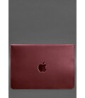 Кожаный чехол-конверт на магнитах для MacBook 15-16 дюйм Бордовый Crazy Horse картинка, изображение, фото