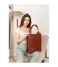 Шкіряна жіноча сумка шоппер Бетсі сітло-коричнева краст картинка, зображення, фото