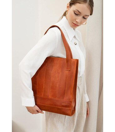 Кожаная женская сумка шоппер Бэтси светло-коричневая Crazy Horse картинка, изображение, фото