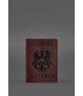 Кожаная обложка для паспорта с австрийским гербом бордовая Crazy Horse картинка, изображение, фото