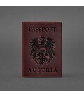 Шкіряна обкладинка для паспорта з австрійським гербом бордова Crazy Horse картинка, зображення, фото
