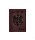 Кожаная обложка для паспорта с австрийским гербом бордовая Crazy Horse картинка, изображение, фото