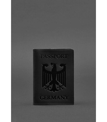 Шкіряна обкладинка для паспорта з гербом Німеччини чорна Crazy Horse картинка, зображення, фото