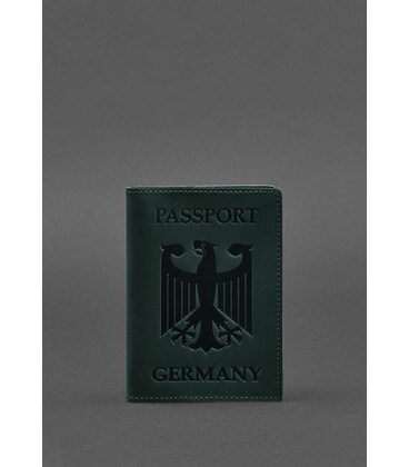 Шкіряна обкладинка для паспорта з гербом Німеччини зелена Crazy Horse картинка, зображення, фото