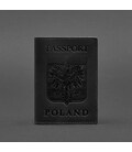 Кожаная обложка для паспорта с польским гербом черная Crazy Horse картинка, изображение, фото