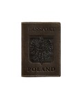 Кожаная обложка для паспорта с польским гербом темно-коричневая Crazy Horse картинка, изображение, фото
