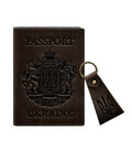 Подарочный набор кожаных аксессуаров с украинской символикой темно-коричневый картинка, изображение, фото