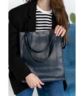 Шкіряна жіноча сумка шоппер Бетсі темно-синій краст картинка, зображення, фото