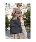 Шкіряна жіноча сумка шоппер Бетсі з кишенею чорна Краст картинка, зображення, фото