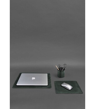 Набор для рабочего стола из натуральной кожи 1.0 зеленый Crazy Horse картинка, изображение, фото