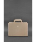 Женская кожаная сумка для ноутбука и документов светло-бежевая картинка, изображение, фото