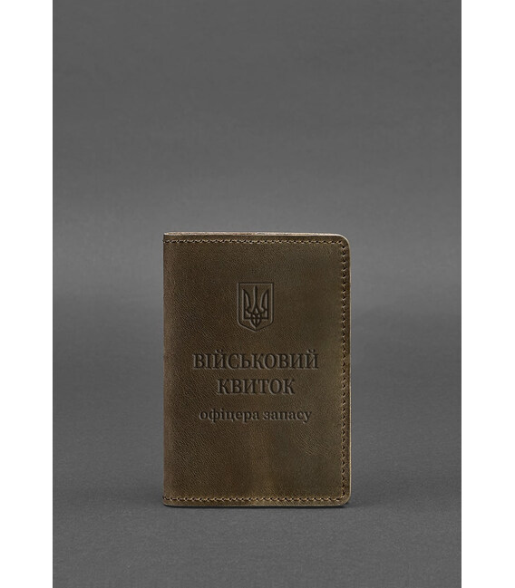 Кожаная обложка для военного билета офицера запаса 8.0 темно-коричневая Crazy Horse фото, картинка, изображение