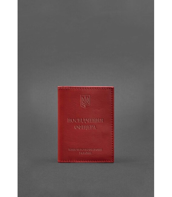 Кожаная обложка для удостоверения офицера 9.0 красная фото, картинка, изображение