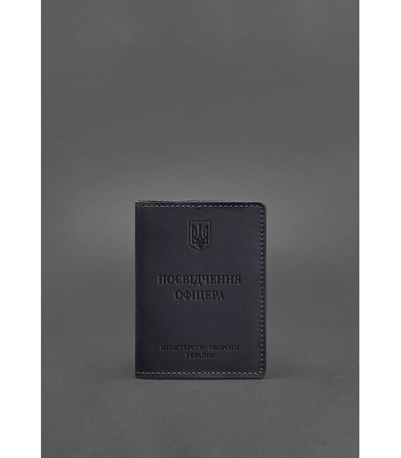 Кожаная обложка для удостоверения офицера 9.0 темно-синяя Crazy Horse фото, картинка, изображение