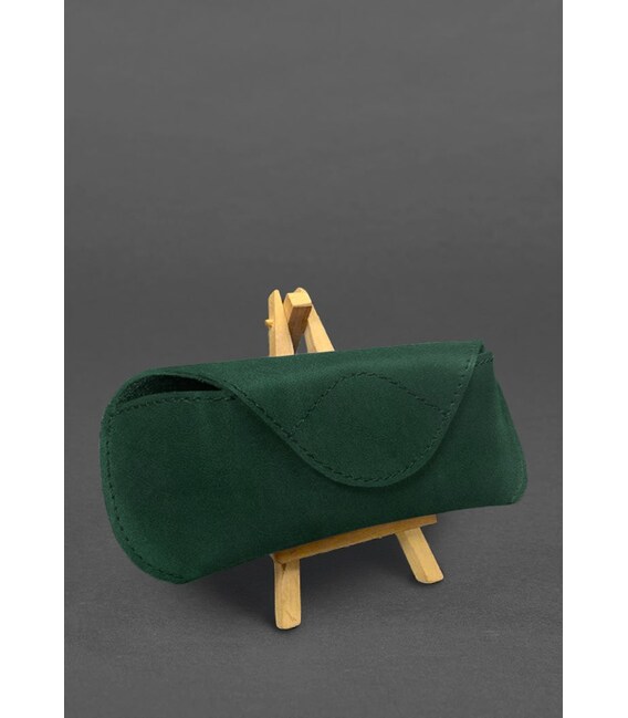 Кожаный чехол для очков с клапаном на магните Зеленый Crazy Horse фото, картинка, изображение