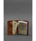 Женский кожаный кард-кейс 7.0 светло-коричневый с перьями картинка, изображение, фото
