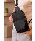 Шкіряний чоловічий рюкзак (сумка-слінг) на одне плече чорний Saffiano картинка, зображення, фото