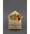 Женский кожаный кард-кейс 3.0 (Гармошка) светло-бежевый с мандалой картинка, изображение, фото
