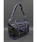 Дорожня сумка з канвасу та натуральної темно-синьої шкіри Crazy Horse картинка, зображення, фото
