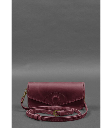 Шкіряна сумка-футляр для окулярів (міні-сумка) бордовий Crazy Horse картинка, зображення, фото