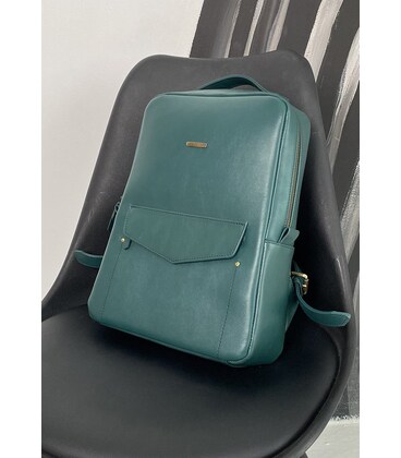 Кожаный женский городской рюкзак на молнии Cooper зеленый краст картинка, изображение, фото