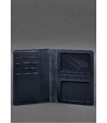 Шкіряна обкладинка-органайзер для документів 6.1 темно-синій краст картинка, зображення, фото