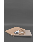 Шкіряний чохол з ручками для ноутбука 13 дюйм Світло-бежевий картинка, зображення, фото