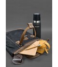 Сумка-рюкзак з канвасу та натуральної темно-коричневої шкіри картинка, зображення, фото