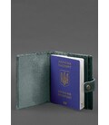 Кожаная обложка-портмоне на паспорт с гербом Украины 25.0 Зеленая картинка, изображение, фото