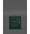 Шкіряна обкладинка-портмоне для військового квитка офіцера запасу (широкий документ) Зелений картинка, зображення, фото