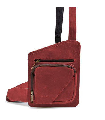 Шкіряний слінг рюкзак на одне плече TARWA RR-232-3md червоний картинка, зображення, фото