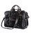 Брутальна шкіряна сумка, безліч кишень, чорний глянець 7028A картинка, зображення, фото
