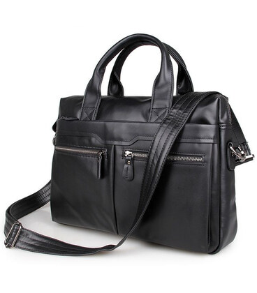 Шкіряна сумка чорна чоловіча 7122A (месенджер, портфель) картинка, зображення, фото