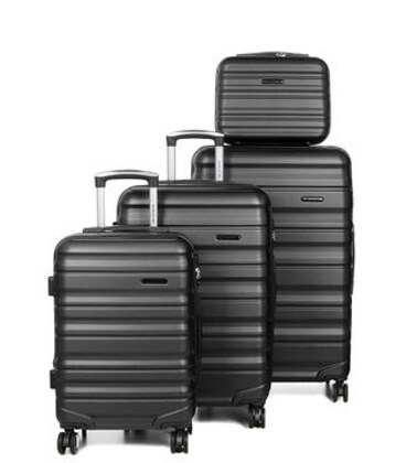 Набор чемоданов + кейс Airtex 628 Worldline черный фото, картинка, изображение