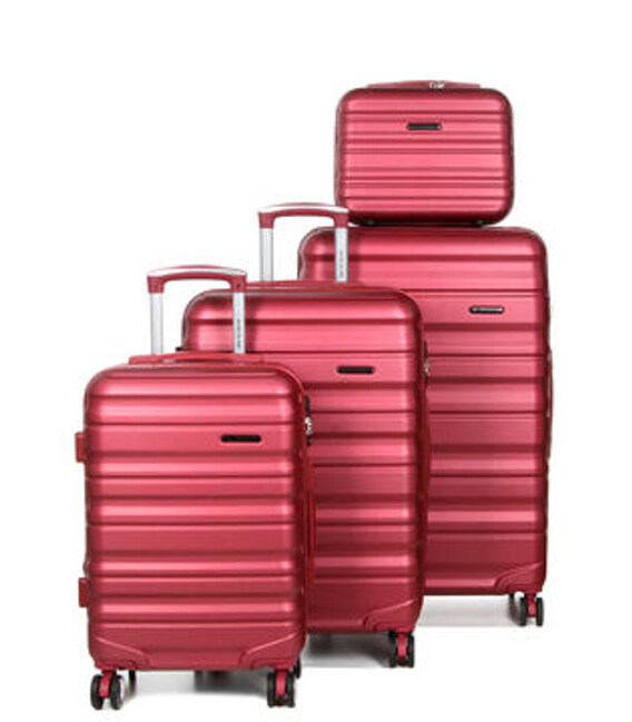 Набор чемоданов + кейс Airtex 628 Worldline бордовый фото, картинка, изображение