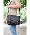 Чоловіча шкіряна сумка через плече з ручкою, підкладка - шкіра TARWA, GA-6046-1md картинка, зображення, фото