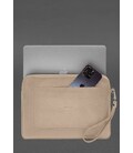 Кожаный чехол для ноутбука на молнии с карманом и петлей на руку Светло-бежевый картинка, изображение, фото