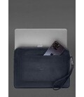 Шкіряний чохол для ноутбука на блискавці з кишенею та петлею на руку Синій картинка, зображення, фото