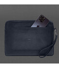 Кожаный чехол для ноутбука на молнии с карманом и петлей на руку Синий картинка, изображение, фото