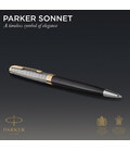 Ручка шариковая Parker SONNET Metal & Black Lacquer GT BP 68 132 картинка, изображение, фото