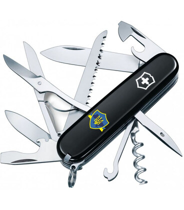 Складной нож Victorinox HUNTSMAN UKRAINE Трезубец на щите с лентой 1.3713.3_T1070u картинка, изображение, фото