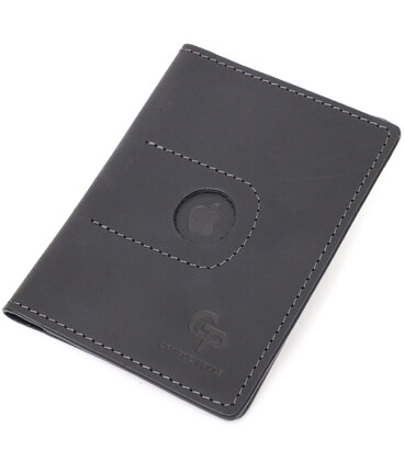 Надежная кожаная обложка на паспорт с держателем для Apple AirTag GRANDE PELLE 11620 Черный картинка, изображение, фото