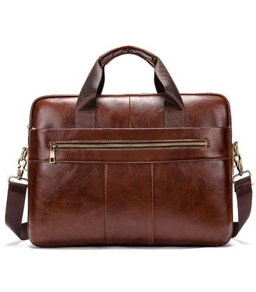 Деловая мужская сумка из зернистой кожи Vintage 14836 Коричневая картинка, изображение, фото