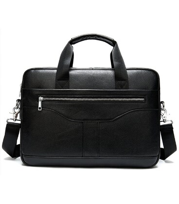 Деловая мужская сумка из зернистой кожи Vintage 14886 Черная картинка, изображение, фото