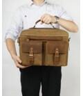 Сумка-портфель мужская текстильная с кожаными вставками Vintage 20003 Рыжая картинка, изображение, фото