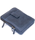 Сумка мужская планшет на два отделения винтажная кожаная SHVIGEL 11284 Синяя картинка, изображение, фото