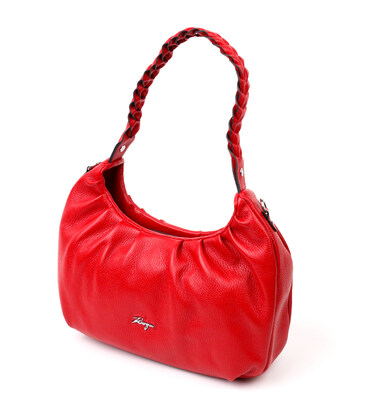 Яркая женская сумка багет KARYA 20837 кожаная Красный картинка, изображение, фото