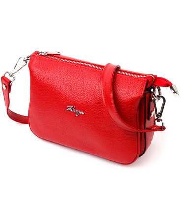 Яркая женская сумка на плечо KARYA 20845 кожаная Красный картинка, изображение, фото