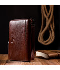 Удобный мужской клатч на два отделения KARYA 20854 кожаный Коричневый картинка, изображение, фото